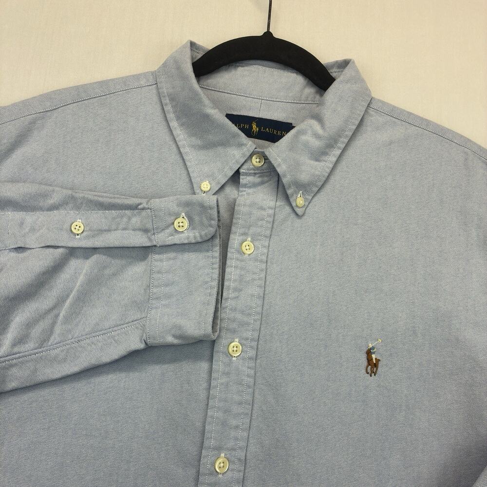 Polo Ralph Lauren Shirt Men XXL Blue Oxford Button Down Pony Cotton Classic